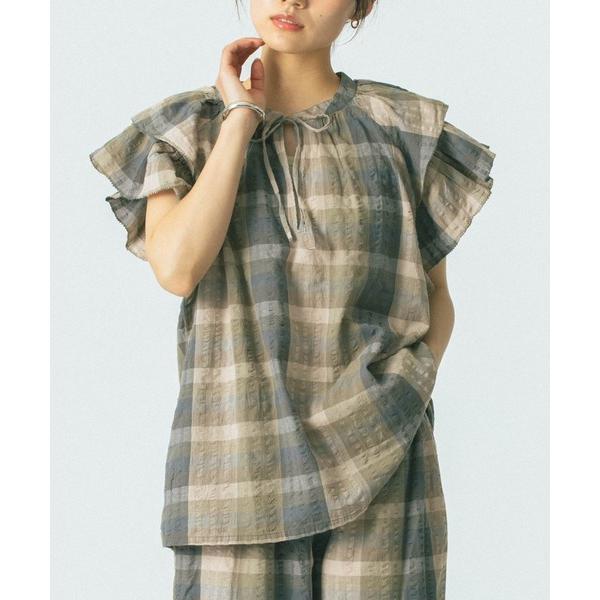 ブラウス シャツ 半袖 「WEB・一部店舗限定」SUCKER FRILL BLOUSE レディース