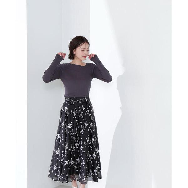 スカート 「美人百花掲載」バイカラーフラワー刺繍フレアスカート の商品画像