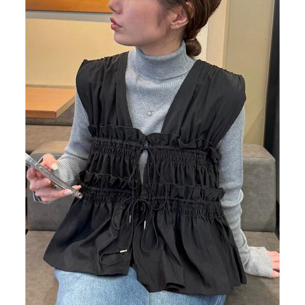 ブラウス シャツ 「umm.」ギャザーリボン使いノースリ レディース（Yahoo!・ZOZOTOWN Yahoo!店）