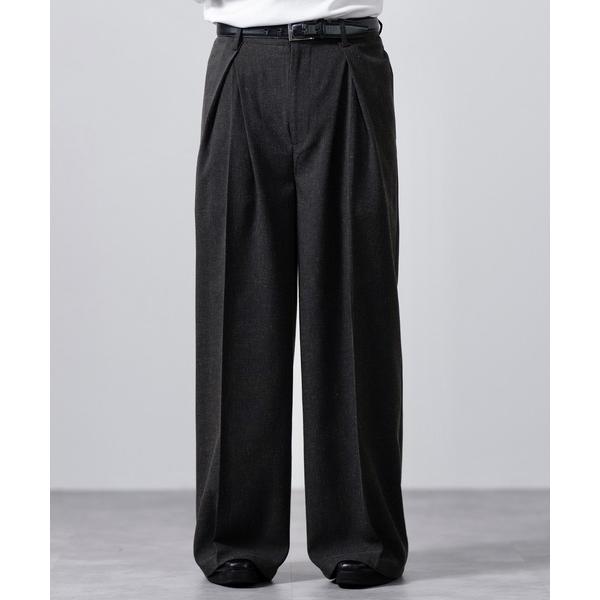 ワイドパンツ スラックス 「CLEL」Linen Blend 3D Tuck Slacks/リネンブレンド 3Dタックスラックス「セットアップ対応」（Yahoo!・ZOZOTOWN Yahoo!店）