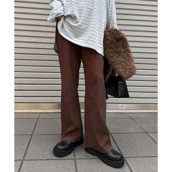 パンツ 「マイナス3キロ見え/低身長・高身長対応/サイズ展開あり」すっきりシルエットリブパンツ レディース の商品画像