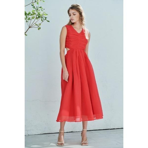 ワンピース Cello Cut-our Dress シアーシャーリングタックドレス