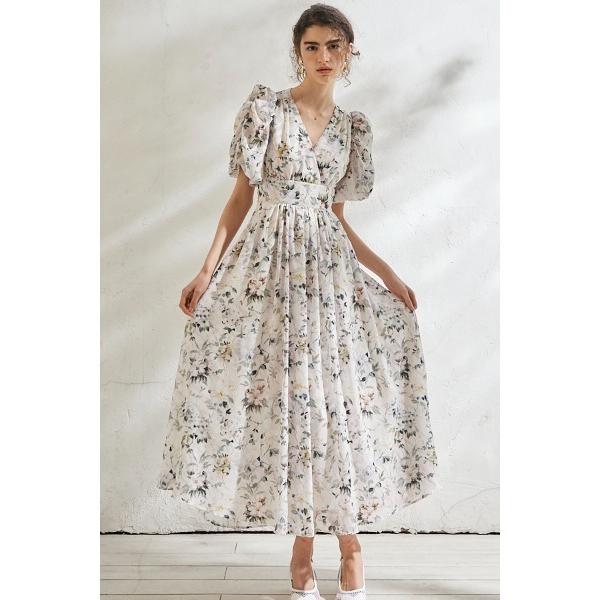 ワンピース 半袖 Harper Dress カシュクールプリントドレス