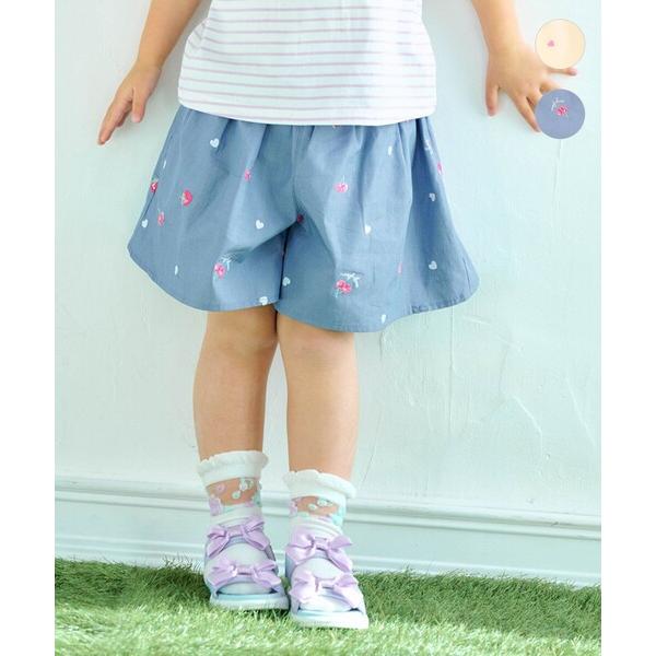 パンツ 総柄刺繍 キュロット キッズ 子供服 女の子 の商品画像