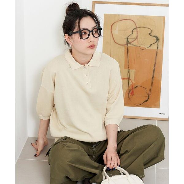 ポロシャツ ポロ 限定展開　サマーニット 半袖 ポロシャツ レディース の商品画像