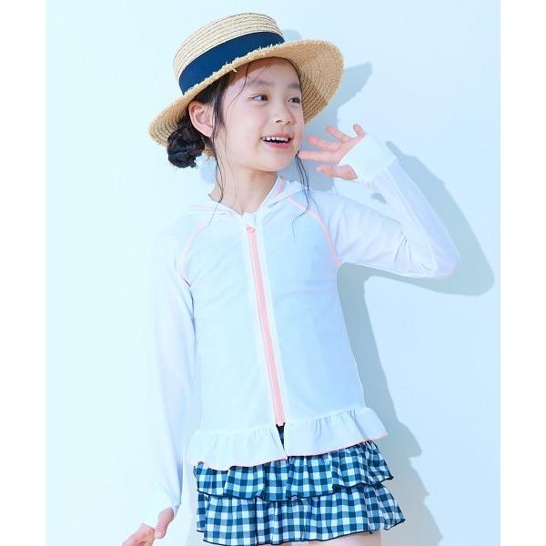ラッシュガード UVカット 裾フリル 長袖ジップラッシュガード キッズ 子供 女の子 の商品画像