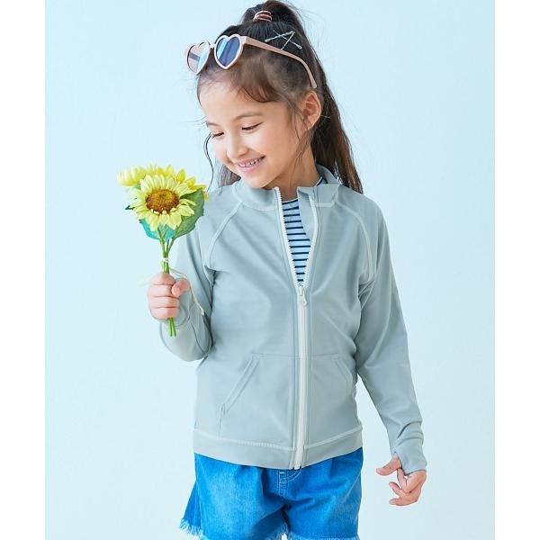ラッシュガード UVカット 無地 長袖ジップラッシュガード キッズ 子供 男の子 女の子 の商品画像