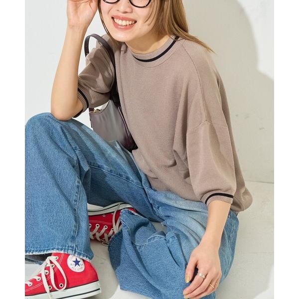 ニット セーター 限定展開　サマーニット ライン 半袖 Tシャツ レディース の商品画像