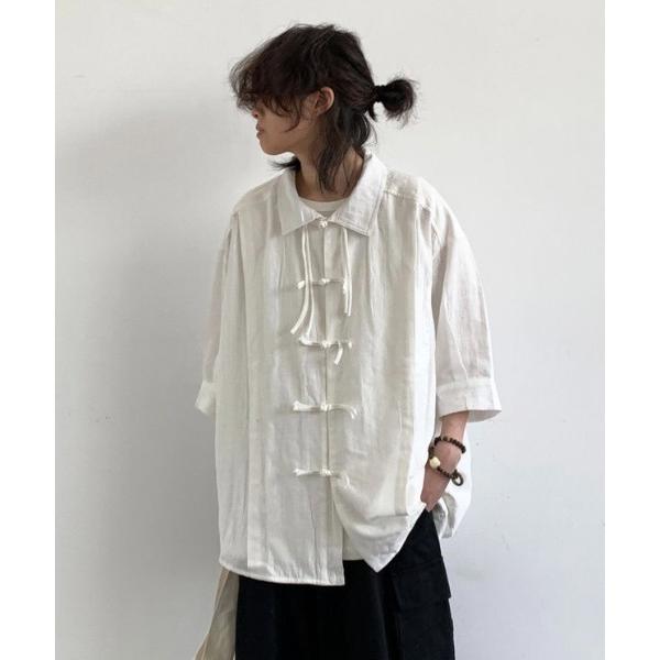 シャツ 7分袖 チャイナボタン中華風シャツ メンズ レディース の商品画像