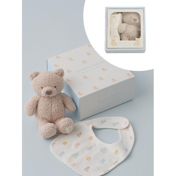 出産祝い 「ラッピング済み」「BABY」ベアぬいぐるみ＆スタイ2点セット ギフトBOX（Yahoo!・ZOZOTOWN Yahoo!店）