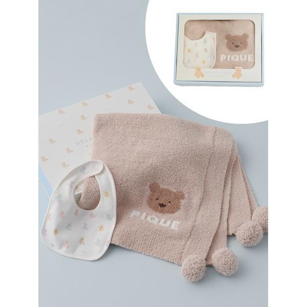 出産祝い 「ラッピング済み」「BABY」ベアブランケット＆スタイ2点セット ギフトBOX（Yahoo!・ZOZOTOWN Yahoo!店）
