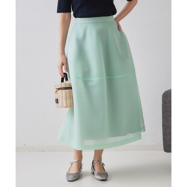 スカート 「美人百花掲載」スポンディッシュシアーフレアスカート「洗濯機洗い可」 の商品画像