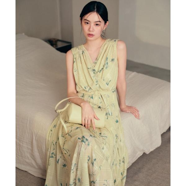 ワンピース フラワープリントカシュクールワンピース／接触冷感 の商品画像