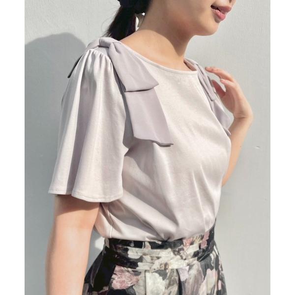 tシャツ 「リボン・マシンウォッシャブル・UV機能・接触冷感」肩リボントップス レディース の商品画像