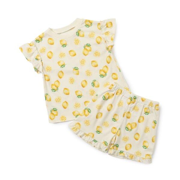 パジャマ 「吸水速乾/接触冷感」ひんやり カップケーキ・シェル・レモン柄 半袖パジャマ キッズ 子供 女の子 の商品画像