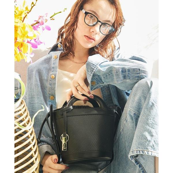 かごバッグ カゴバッグ 「Ungrid/アングリッド」型押し　巾着付きバケツショルダーバッグ の商品画像