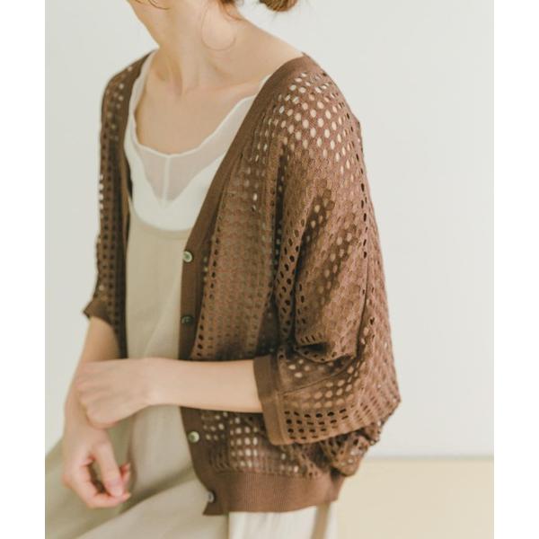 カーディガン メッシュニットカーディガン レディース の商品画像