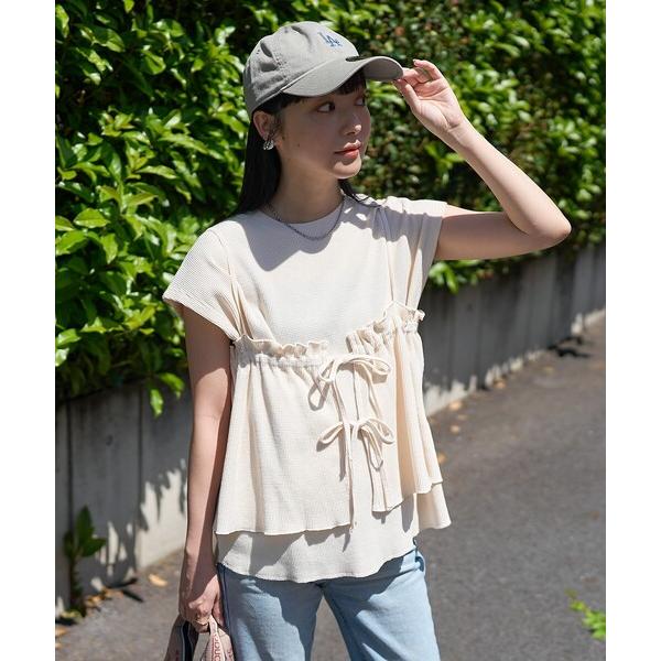 tシャツ 「セットアイテム」ワッフル フレンチスリーブ ビスチェセット レディース の商品画像