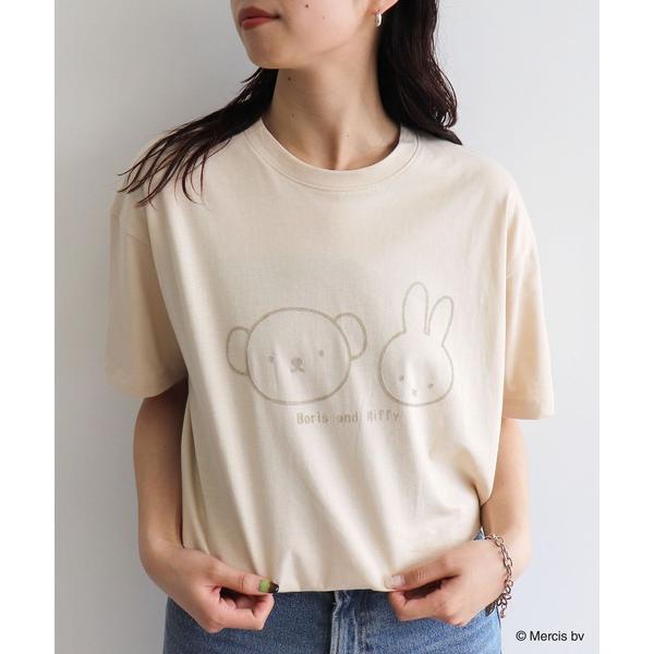 tシャツ 「miffy/ミッフィー」ミッフィーandボリスフロッキープリント半袖Tシャツ レディース