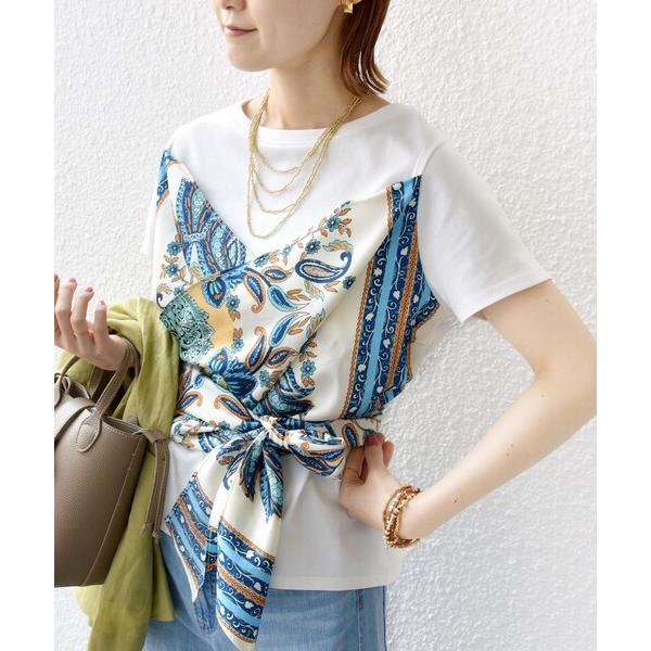 tシャツ 「WEB限定」「手洗い可能」スカーフ コンビ TEE レディース の商品画像