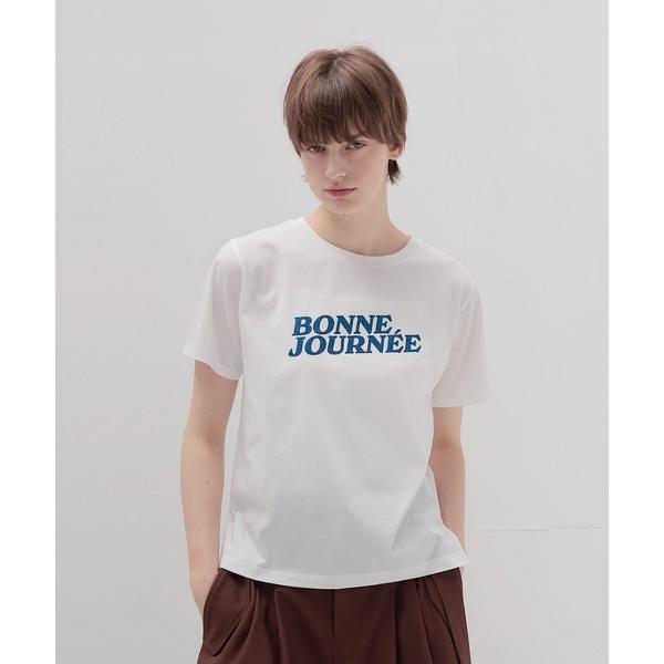 tシャツ 半袖 glitter Bonne journee T-shirt(グリッターロゴ半袖Tシャツ) レディース