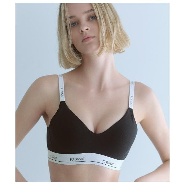 ブラジャー コットンミックスロゴノンワイヤーブラバックホック の商品画像