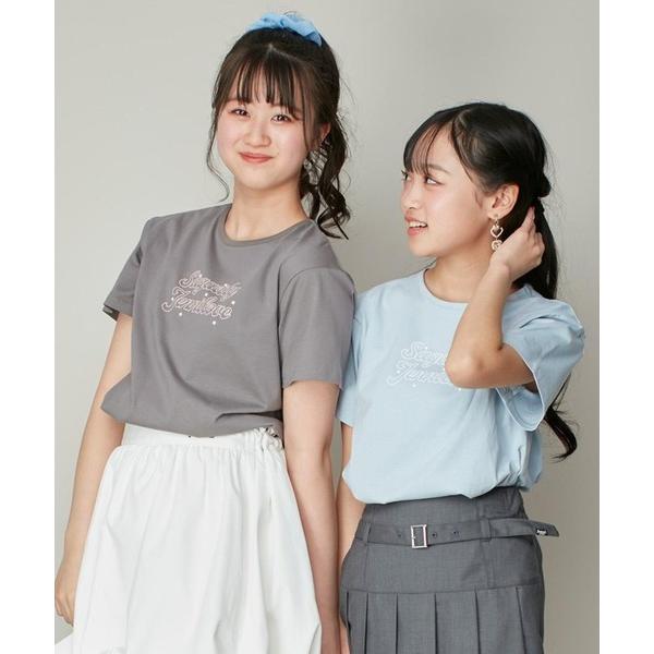 tシャツ 「コットン100％」パールホットフィックスロゴTシャツ キッズ 子供服 女の子 の商品画像