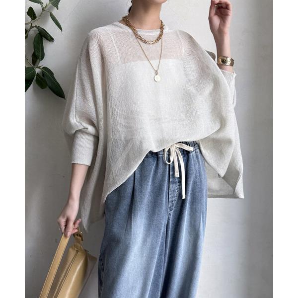 ニット セーター ストローヤーンポンチョニット レディース の商品画像