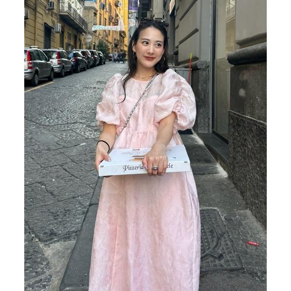パーティードレス ドレス バブルスリーブジャガードドレス / bubble sleeve jacquard dress