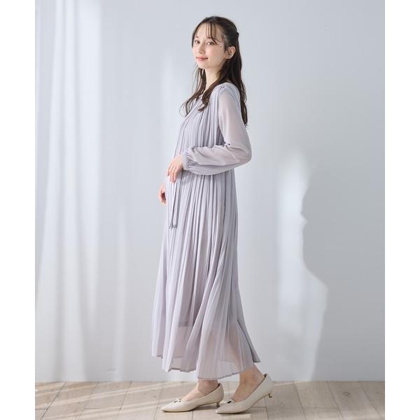 マタニティ 梨地シフォンプリーツ オケージョンワンピース（マタニティ/授乳服）授乳口付き 授乳楽々 妊婦服 産前・産後対応（Yahoo!・ZOZOTOWN Yahoo!店）