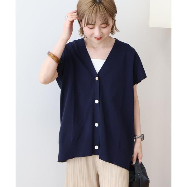 カーディガン フレンチスリーブVネックニットカーディガン レディース の商品画像