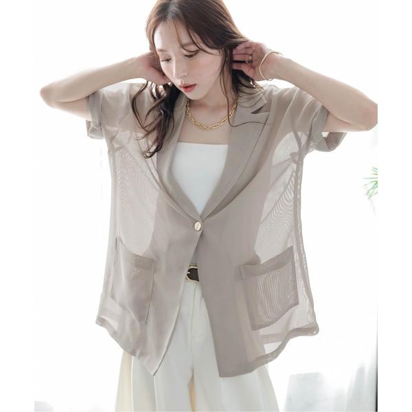 コート アウター メッシュシアージャケット レディース の商品画像