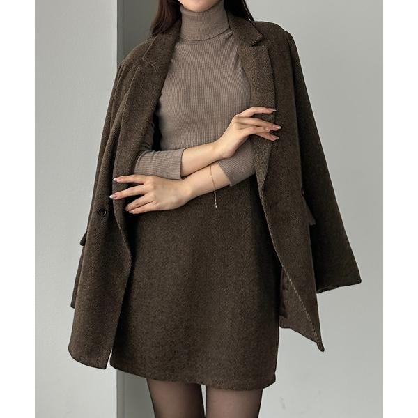 セットアップ ヘリンボーンテーラードジャケット＋ミニスカートSET（インパン付き）「高身長サイズMT/低身長サイズS有り」 レディース の商品画像