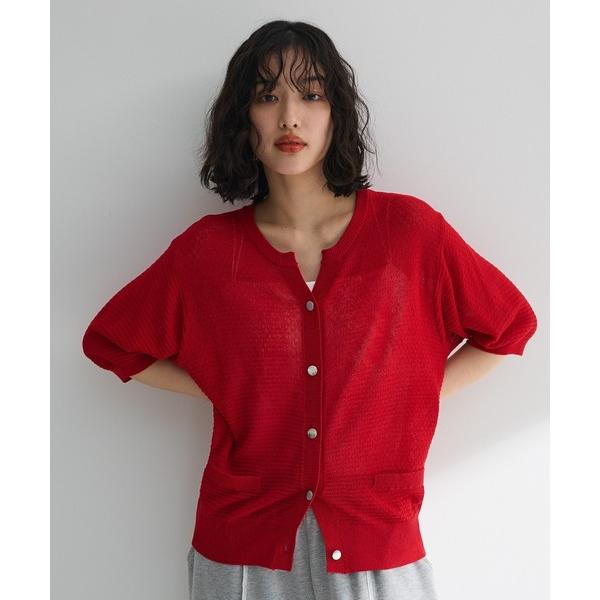 カーディガン スキッパー半袖ニットカーディガン レディース の商品画像