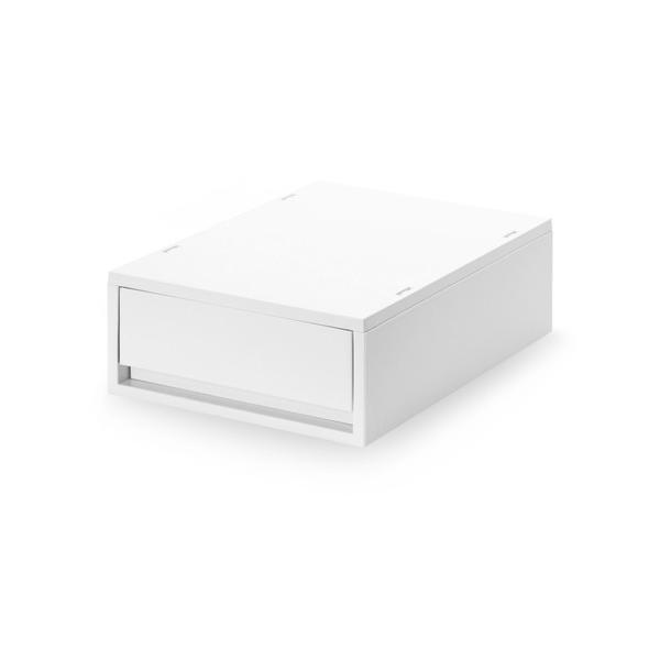 収納 再生ポリプロピレン入り　小物収納ケース　中　ホワイトグレー　約幅２６×奥行３７×高さ１２ｃｍ