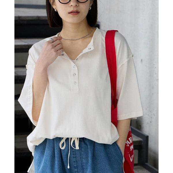 tシャツ 「anyway.シリーズ」ヘンリーネック ドロップショルダー オーバーサイズ半袖Tシャツ レディース メンズ（Yahoo!・ZOZOTOWN Yahoo!店）