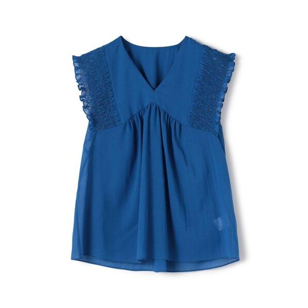 ブラウス シャツ コットンクレープ Vネックブラウス レディース の商品画像