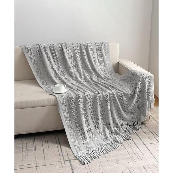 ブランケット ボヘミアン風フリンジニットブランケット の商品画像