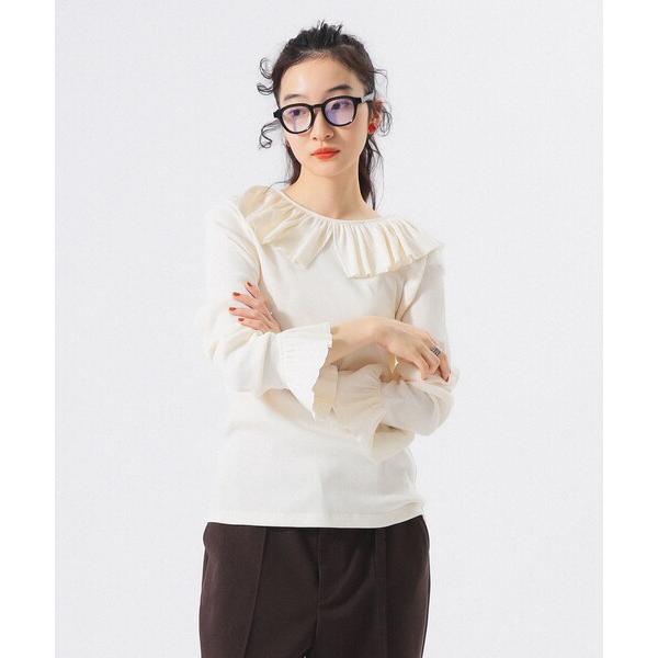 tシャツ リブ フリル ギャザー ロングスリーブ レディース の商品画像