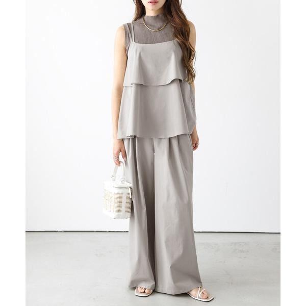 セットアップ ティアードキャミソールワイドパンツセットアップ レディース の商品画像