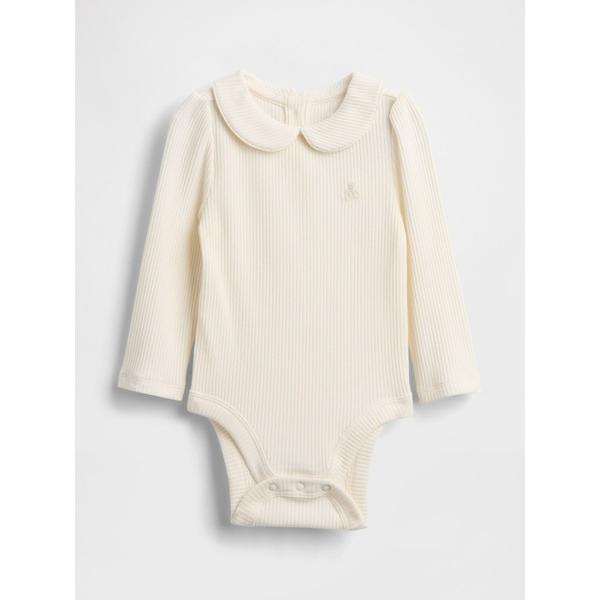 ベビー服 ロンパース はじめてのお気に入り 丸襟 細リブ 長袖ボディスーツ (ベビー)