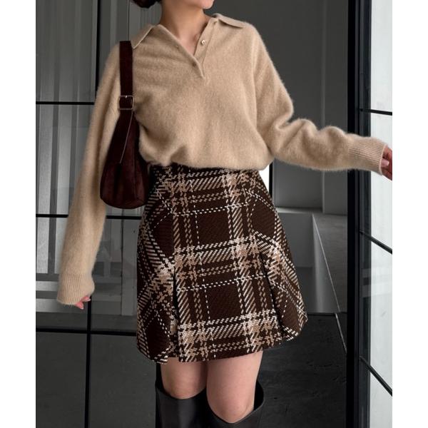 スカート Sustainableロービングチェックミニスカート の商品画像