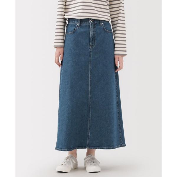 スカート 婦人 ストレッチデニム Ａラインスカート