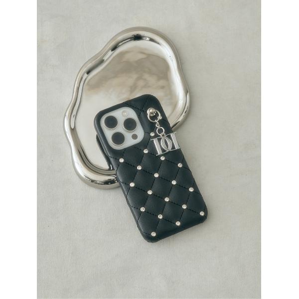 キルティングビジューDDチャームiPhoneケース ピンク iPhone16 ダーリッチ Darich キルティングビジューDDチャームiPhoneケース