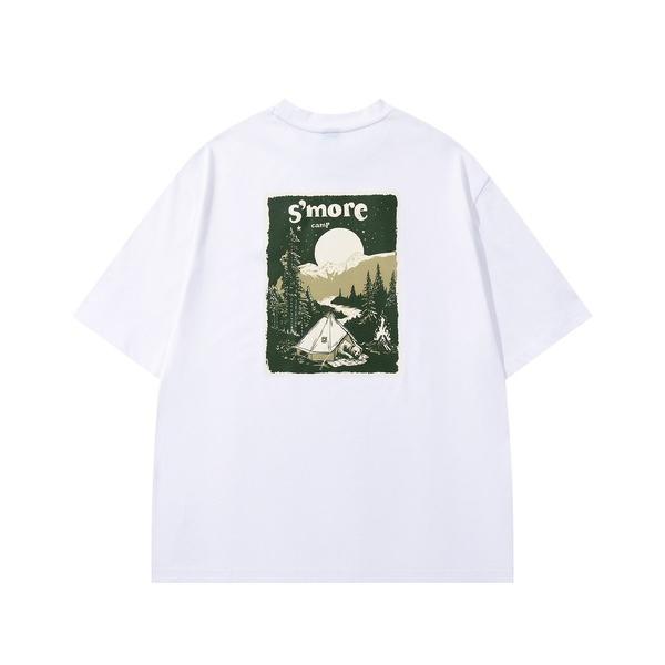 tシャツ 半袖 S’more　Solo Camping Bear S/S pt.Tee ソロキャンプの熊プリント半袖Tシャツ (SS) レディース メンズ