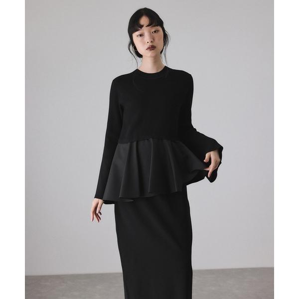 ワンピース 「サステナブル」ペプラムコンビニットワンピース/オケージョン対応｜ZOZOTOWN Yahoo!店