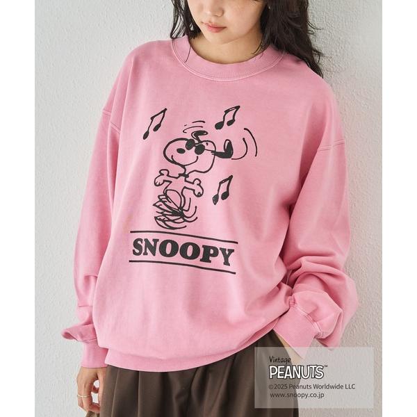 トレーナー スウェット 「PEANUTS / SNOOPY」別注 music sweat スヌーピーピグメントロゴスウェット レディース