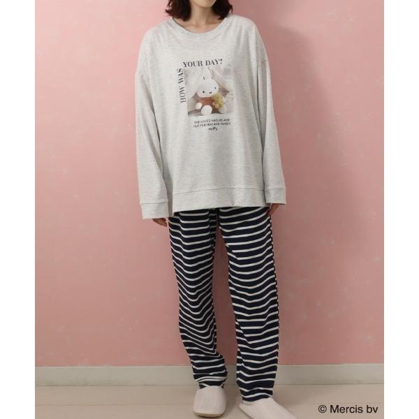 パジャマ ルームウェア ミッフィーフォトミニ裏毛ルームウェア上下セット レディース