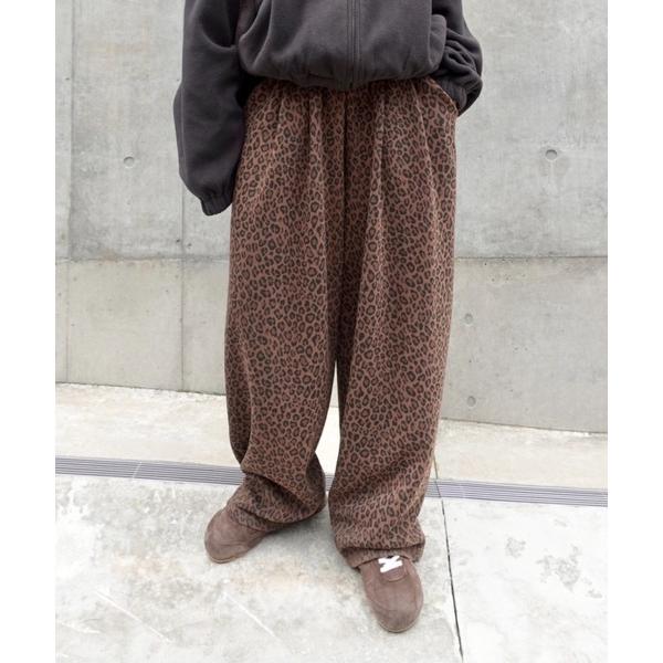 ワイドパンツ パンツ レオパードボリュームラフパンツ レディース