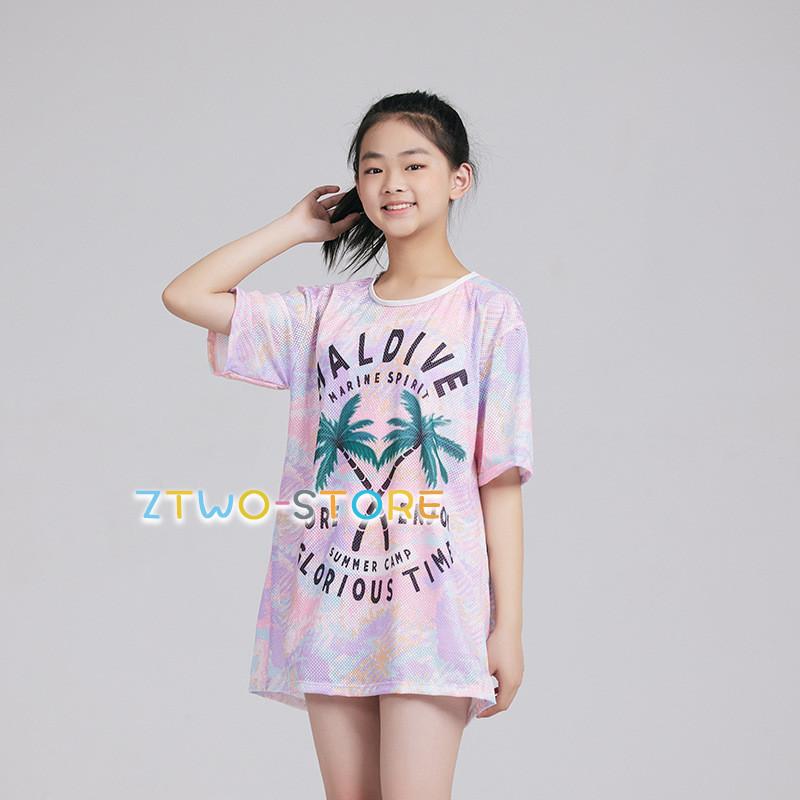 3点セット キッズ スクール水着 女の子 体型カバー タンキニ水着 セパレート 3点セット 半袖 スイムウェア ラッシュガード 可愛い 小学生 Ao 0924 j518 Z2ストア 通販 Yahoo ショッピング
